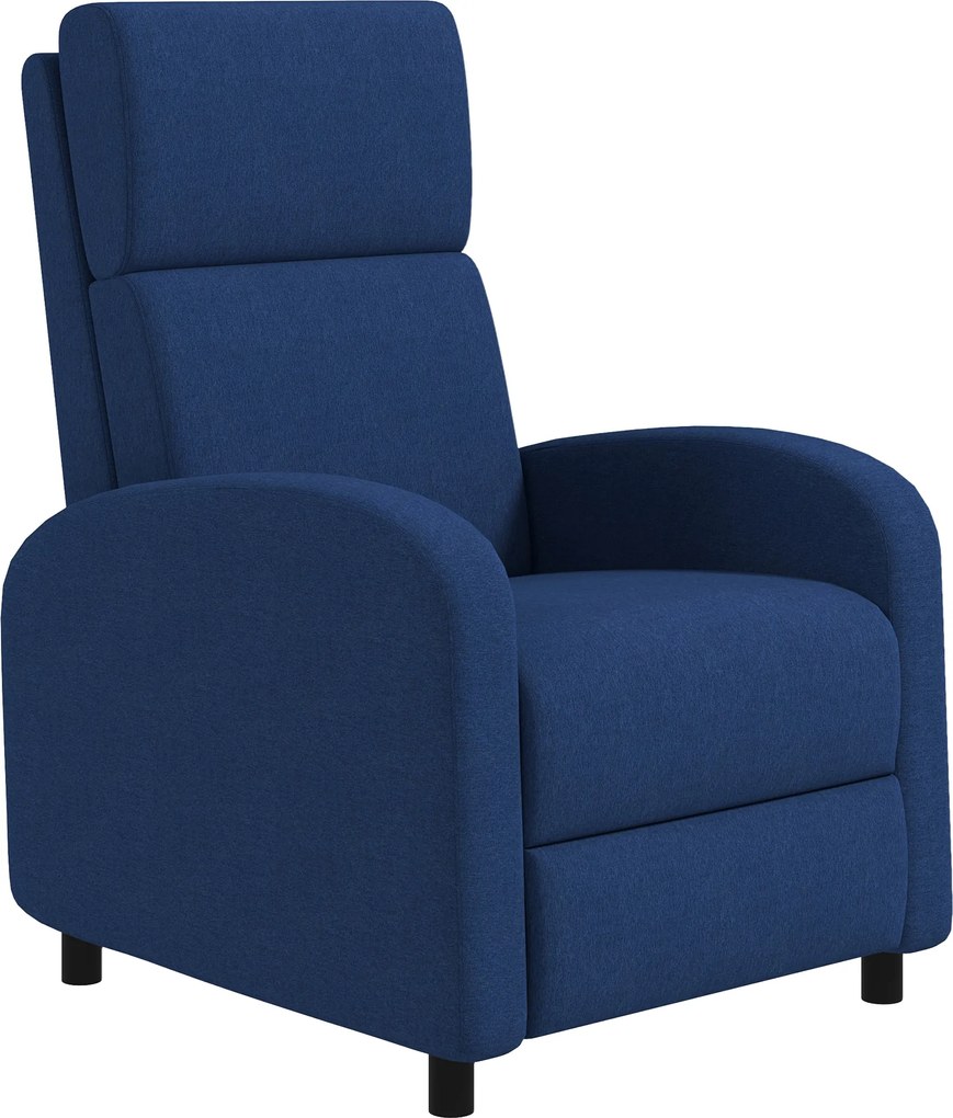 Poltrona relax, poltrona reclinável de sala, poltrona de relaxamento - encosto ajustável até 160°, apoio para os pés integrado azul