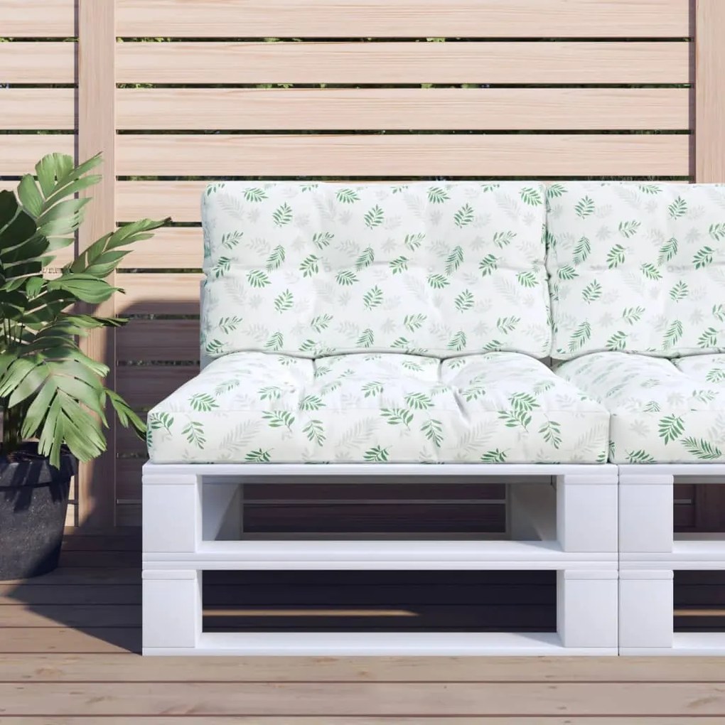vidaXL Almofadões para sofás de paletes 2 pcs tecido padrão de folhas