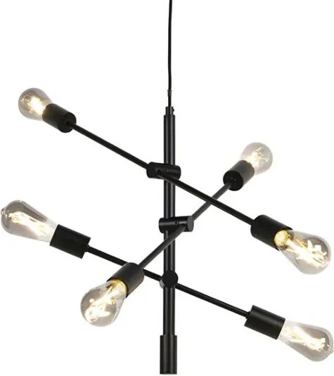 Candeeiro suspenso inteligente industrial preto com 6 WiFi ST64 - Sydney