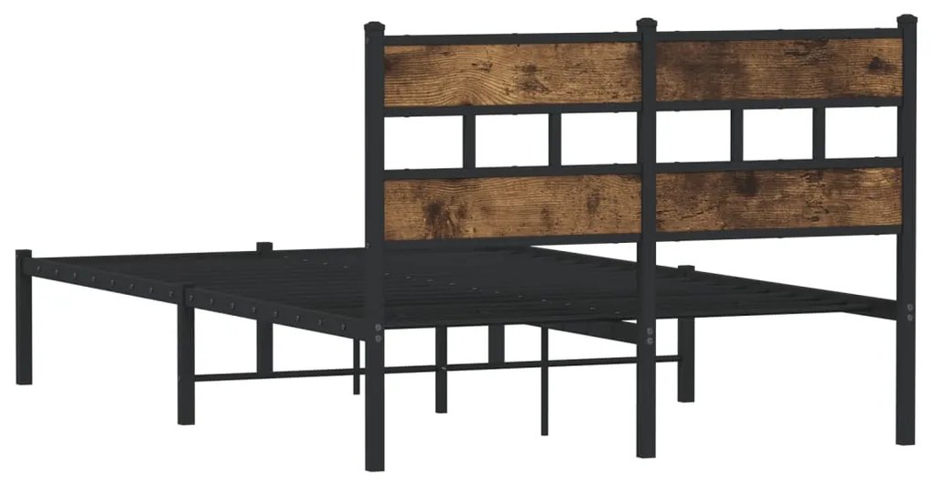 Estrutura de cama sem colchão 120x190 cm metal carvalho fumado