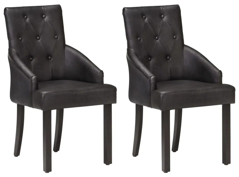 vidaXL Cadeiras de jantar 2 pcs couro de cabra genuíno preto