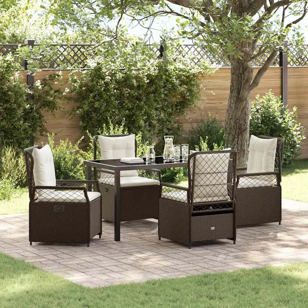 vidaXL Conjunto de Jantar de Jardim 5 Peças em Rattan Sintético Castanho