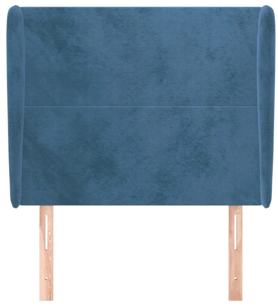 Cabeceira cama c/ abas veludo 83x23x118/128 cm azul-escuro