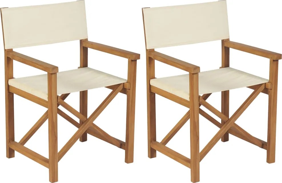 vidaXL Cadeiras de realizador dobráveis 2 pcs madeira de teca maciça