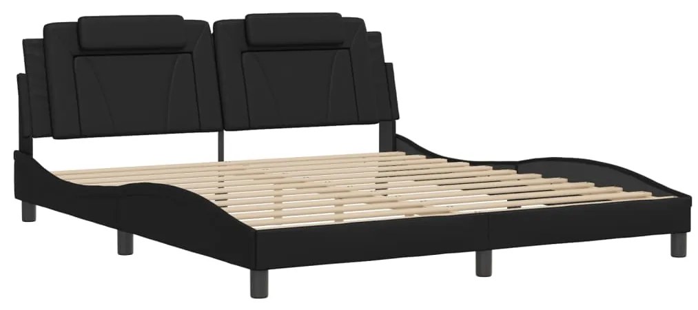 Estrutura de cama c/ cabeceira 180x200cm couro artificial preto