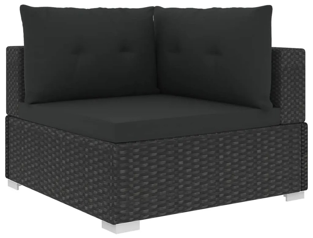 10 pcs conjunto lounge de jardim c/ almofadões vime PE preto