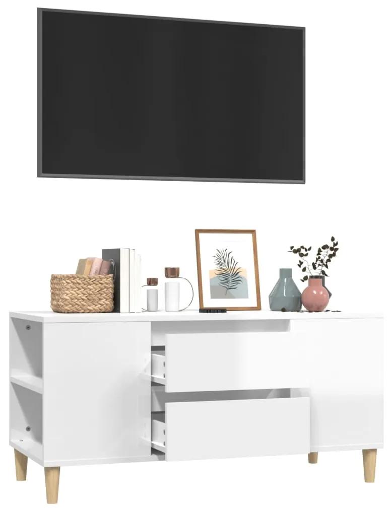 Móvel p/ TV 102x44,5x50 cm derivados madeira branco brilhante