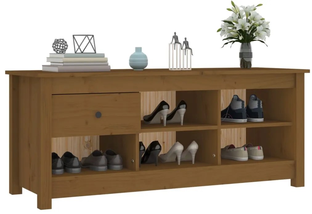 Sapateira 110x38x45,5 cm madeira de pinho maciça castanho mel
