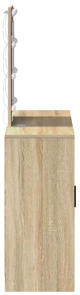 Mesa de Maquiagem com Luzes LED em Carvalho Sonoma, 102x33x135 cm