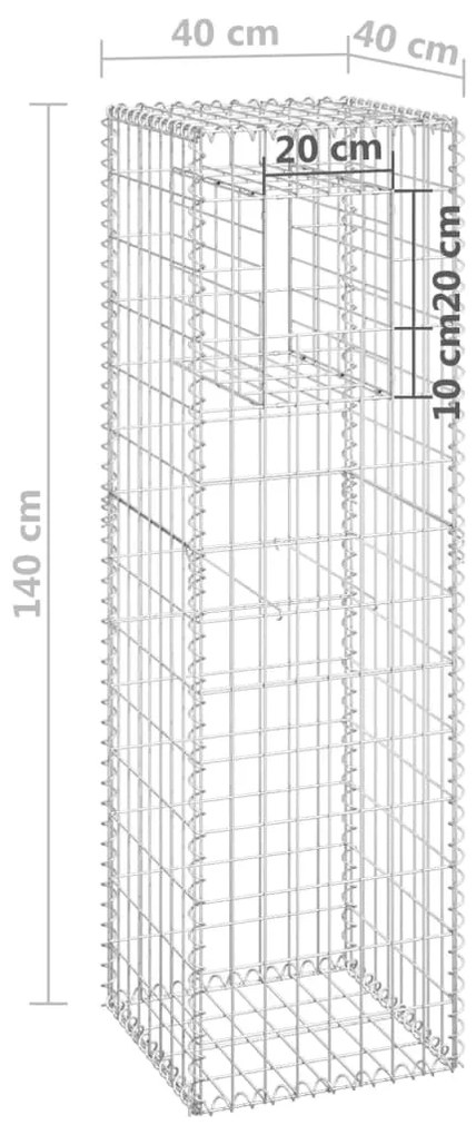 Postes/cestos gabião 2 pcs 40x40x140 cm ferro