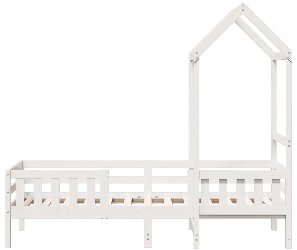 Estrutura de cama com telhado 75x190 cm pinho maciço branco