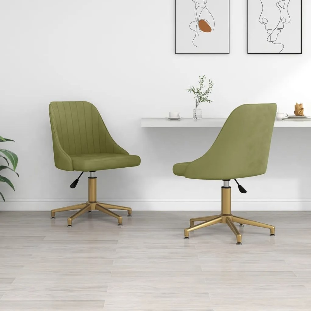 vidaXL Cadeiras de jantar giratórias 2 pcs veludo verde-claro