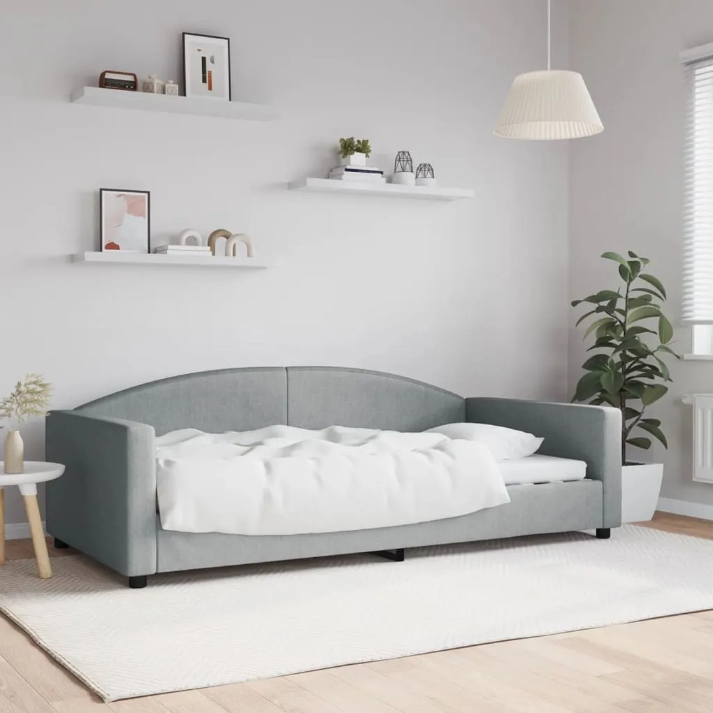 354116 vidaXL Sofá-cama 100x200 cm tecido cinzento-claro