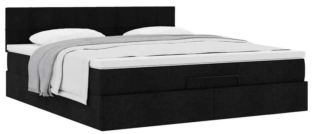 Estrutura de cama otomana com colchão 180x200 cm tecido preto
