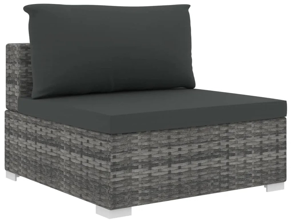 Conjunto lounge de jardim c/ almofadões 4 pcs vime PE cinzento