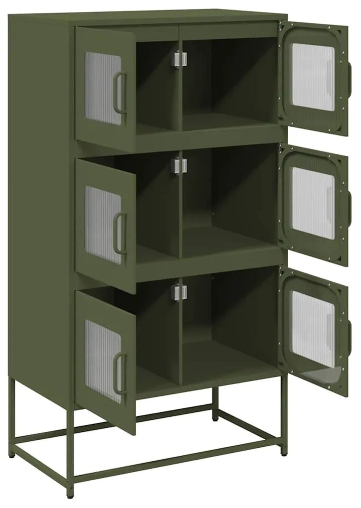 Aparador alto 68x39x123 cm aço verde azeitona