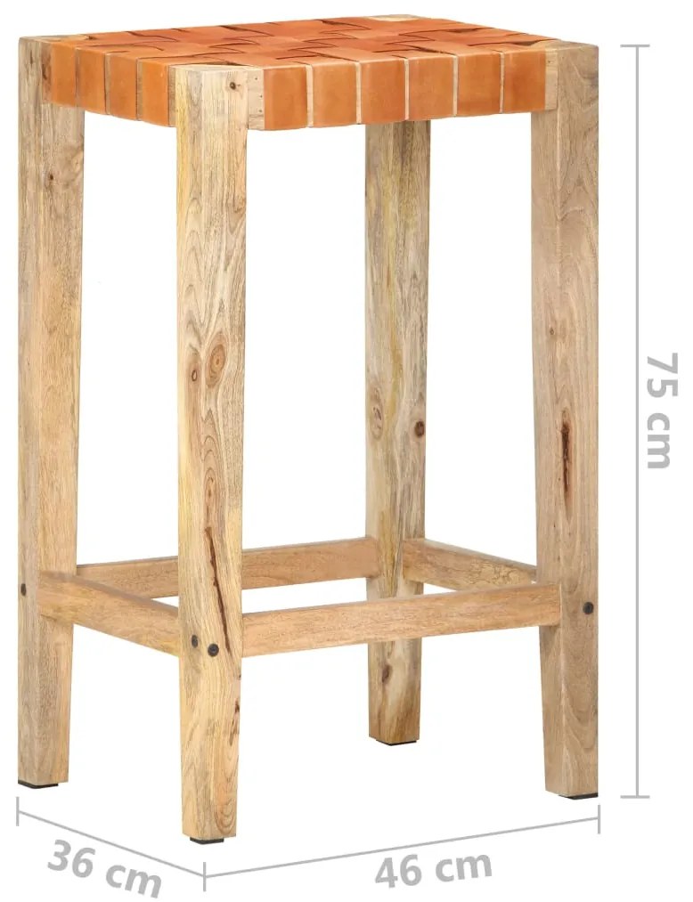 Bancos de bar 2 pcs couro genuíno 75 cm castanho