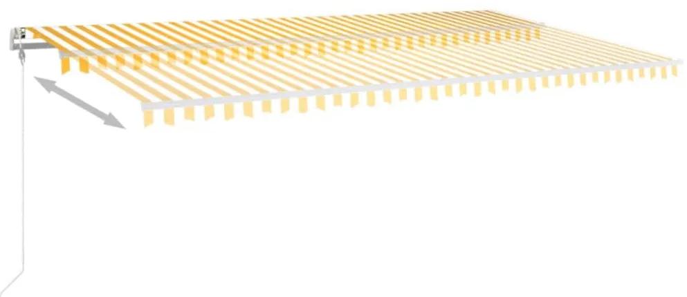 Toldo autom. LED e sensor de vento 600x350 cm amarelo/branco