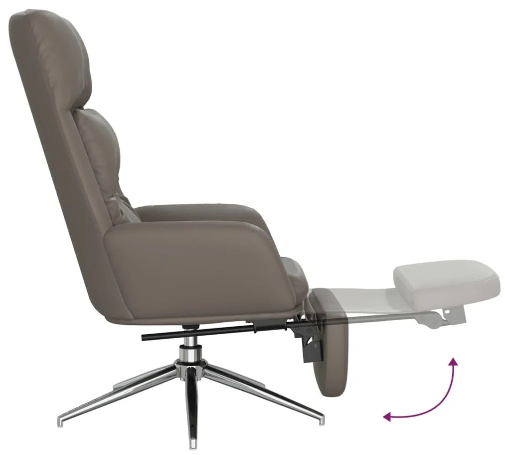 Cadeira descanso + apoio pés couro genuíno/artificial cinza