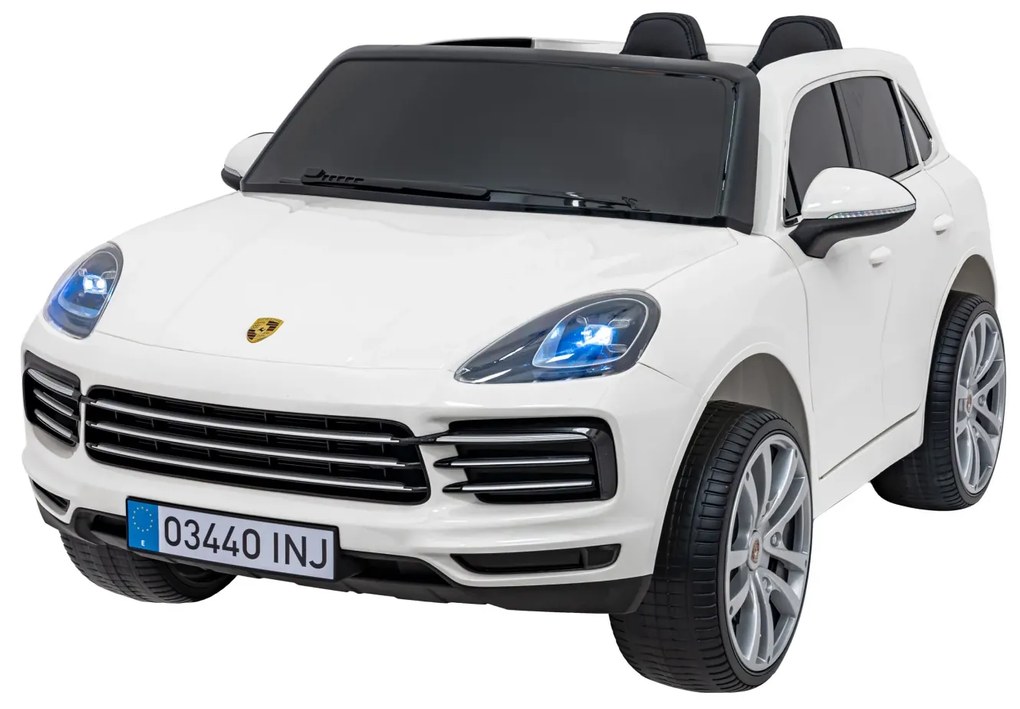 Carro elétrico para Crianças 12V Porsche Cayenne S Rodas de EVA, Assento de couro Branco Pintado