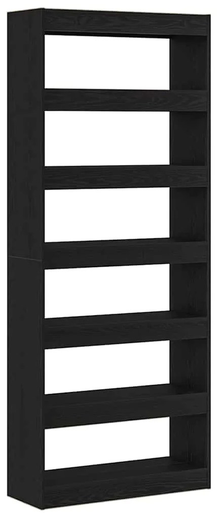 Armário de Livros/Divisor de Ambiente em Carvalho Preto 80x30x198 cm