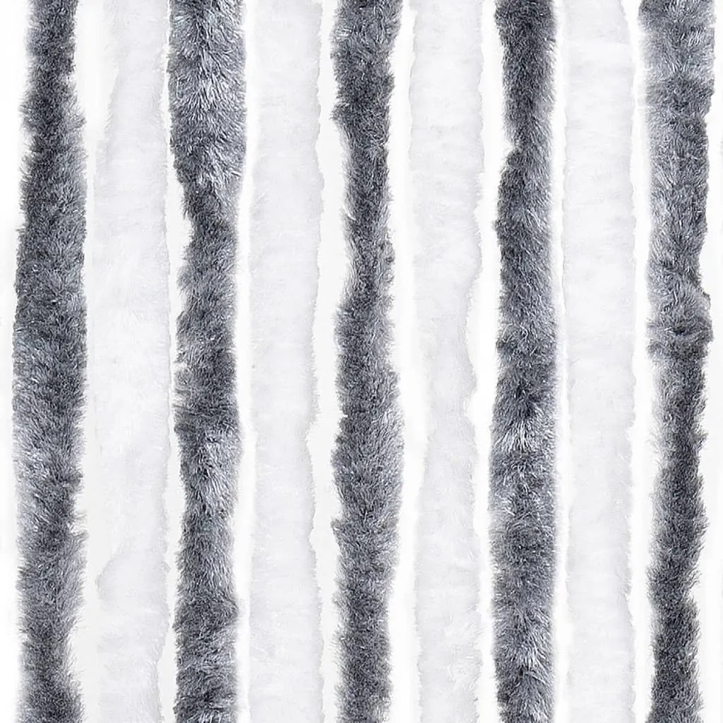 Cortina anti-insetos 56x200 cm chenille cinzento e branco