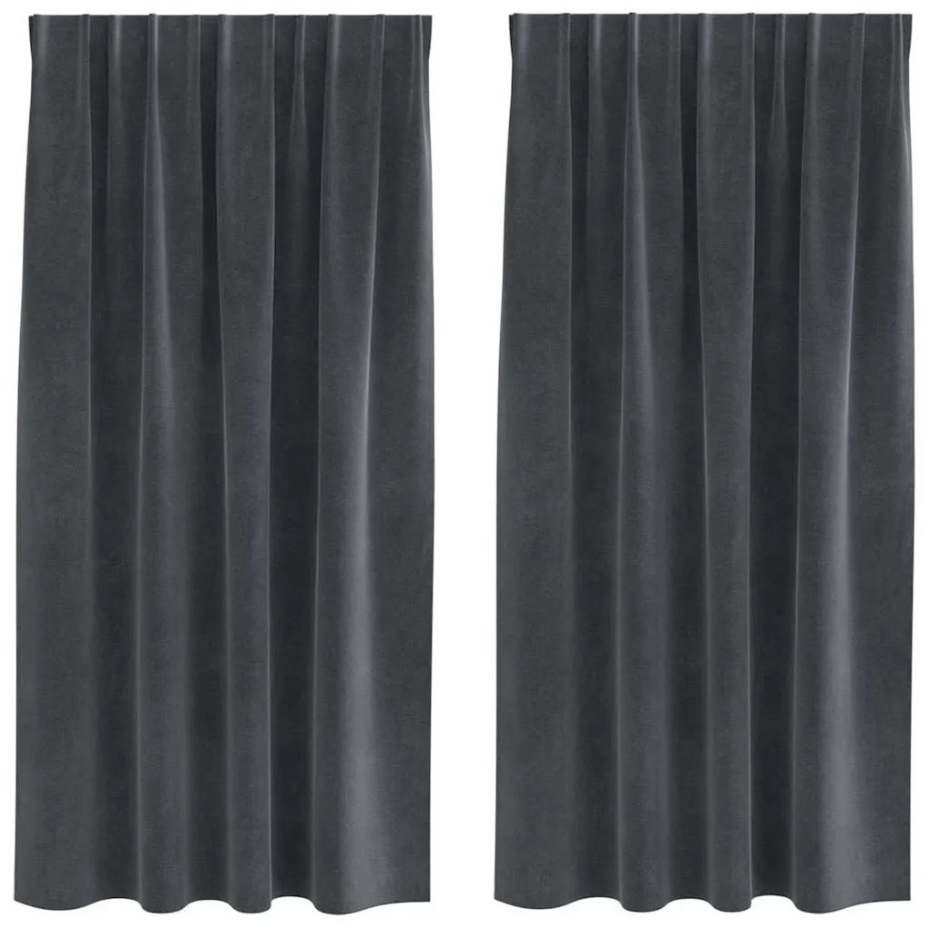 Cortinas Blackout vidaXL com fita na parte superior 2 pcs Veludo Cinza