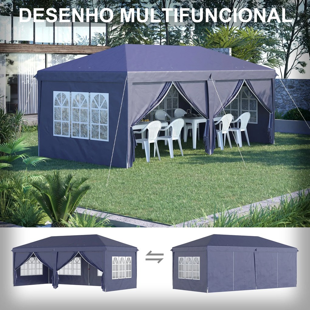 Tenda para Festas 585x295x270 cm com Paredes Laterais Amovíveis Tenda