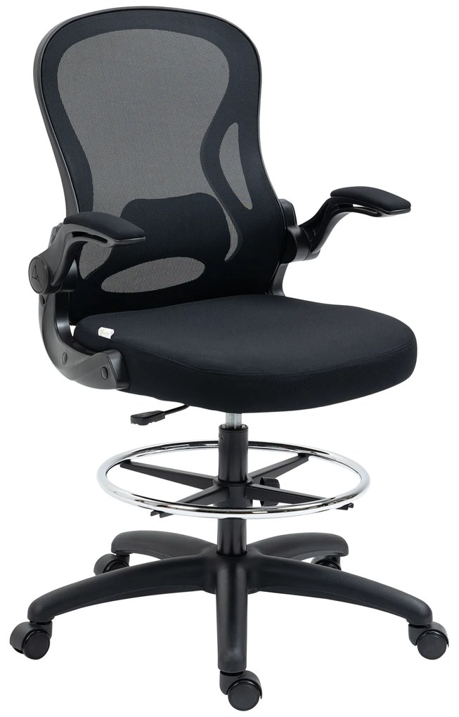Vinsetto Cadeira de Escritório com Suporte Lombar Apoio para os Braços Dobrável e Altura Ajustável 59x65x102-122 cm Preto | Aosom Portugal