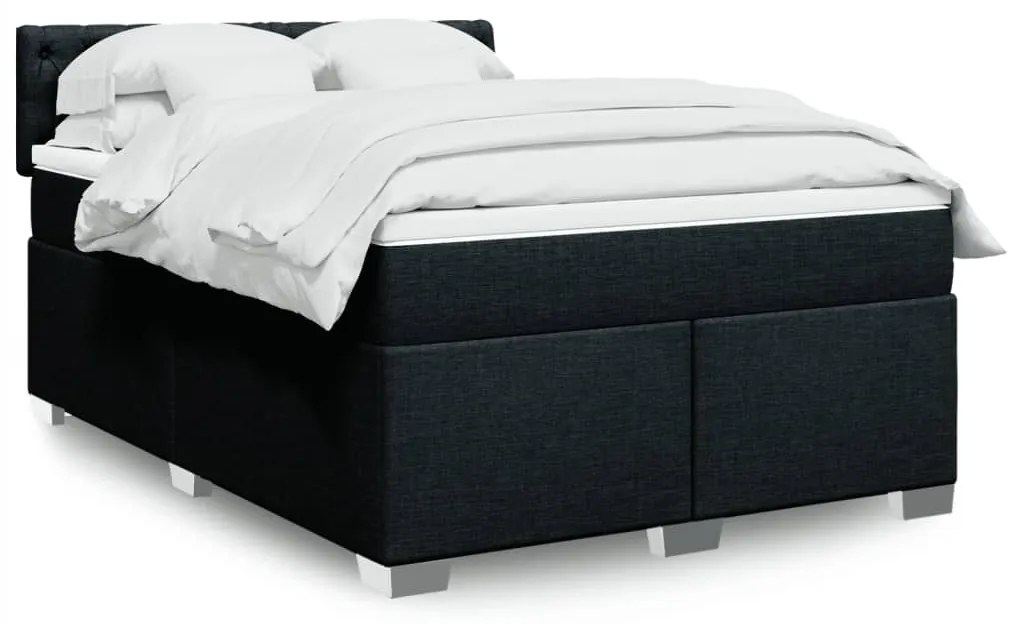 Cama com molas/colchão 160x200 cm tecido preto