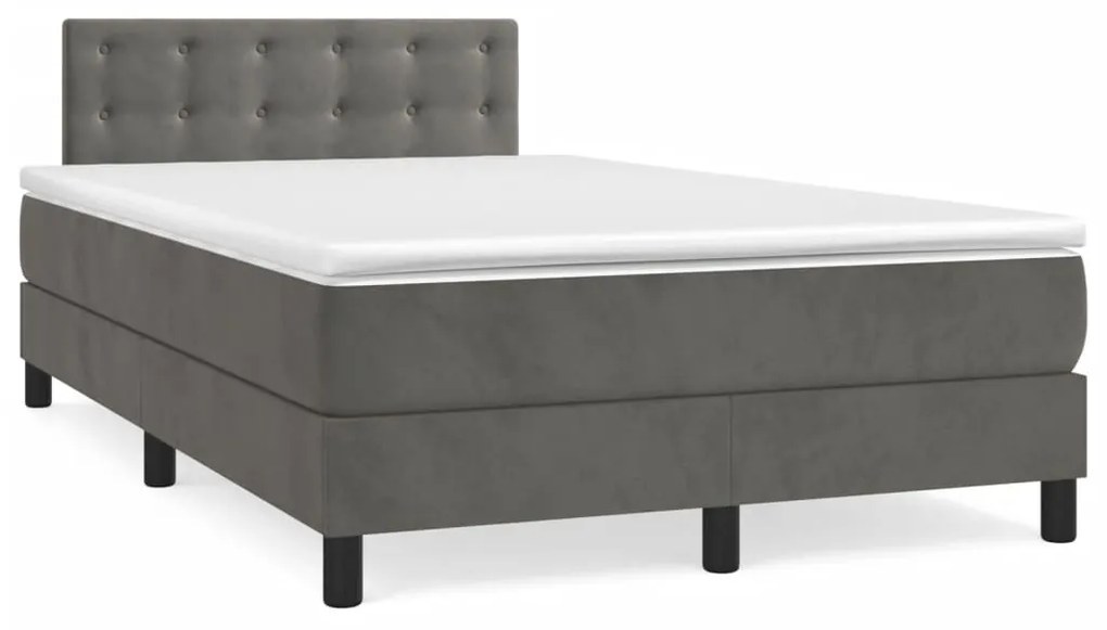vidaXL Cama boxspring com colchão 120x190 cm veludo cinzento-escuro