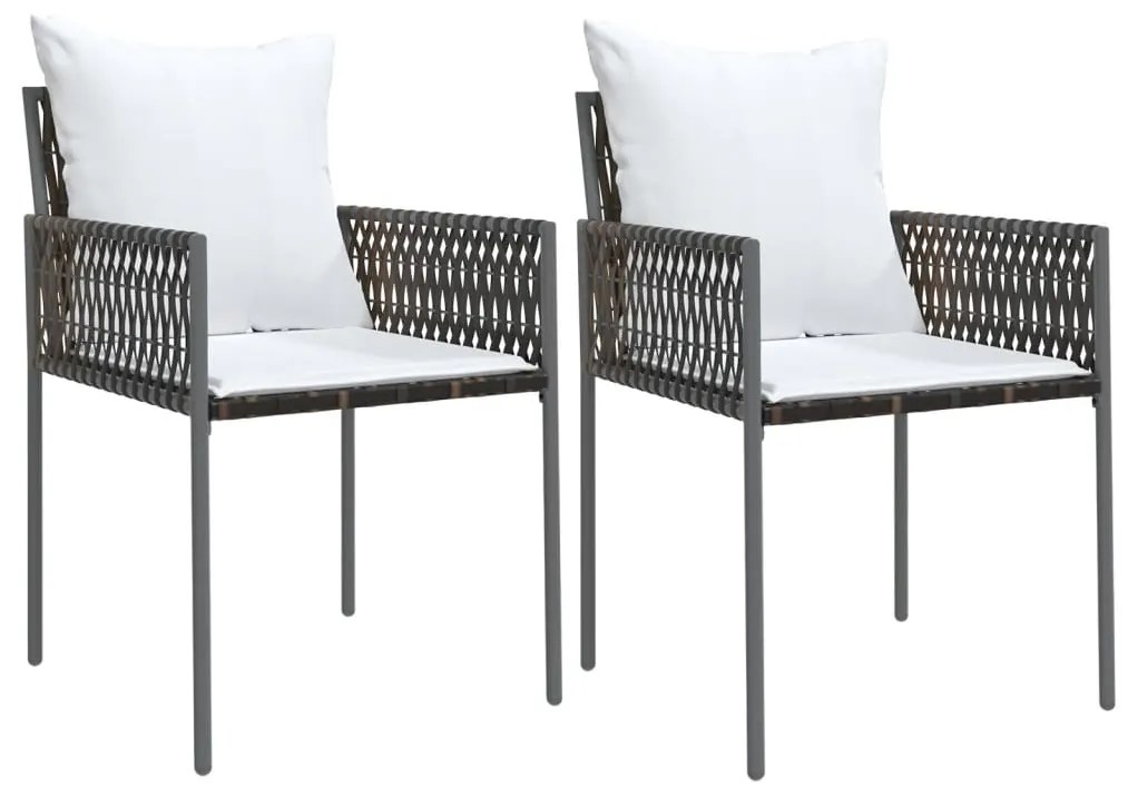3 pcs conjunto de jantar p/ jardim c/ almofadões vime PE e aço