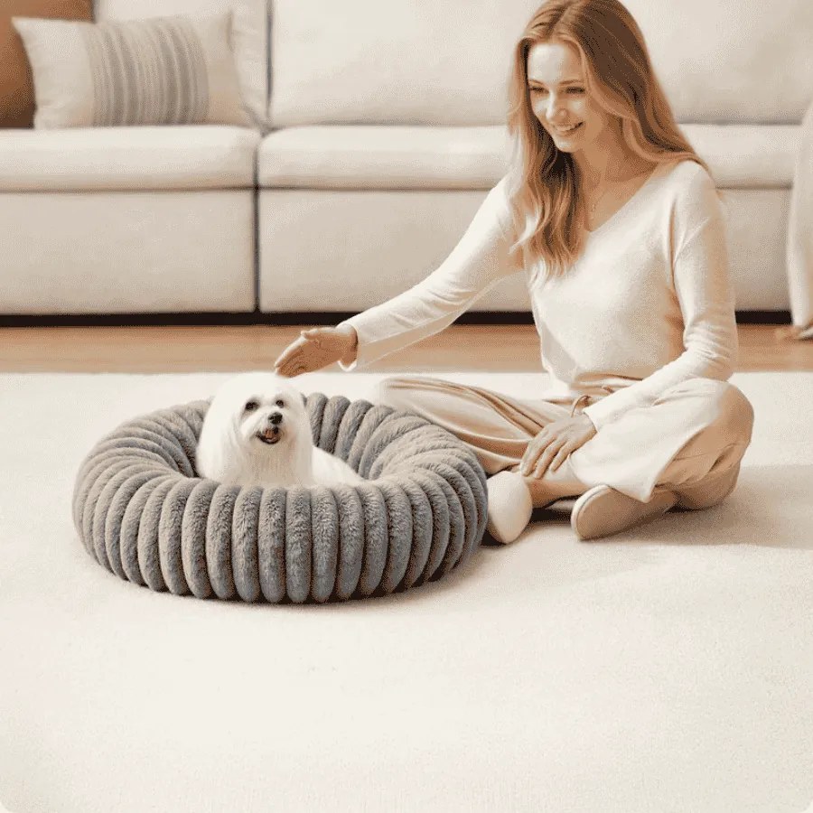 Cama para cães com 60 cm de diâmetro, lavável, cinzento