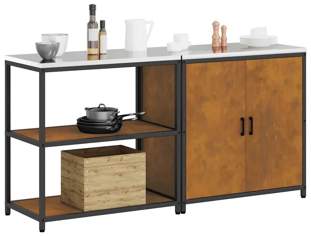 Conjunto de Armazenamento de Cozinha 2 pcs Ferro Enferrujado
