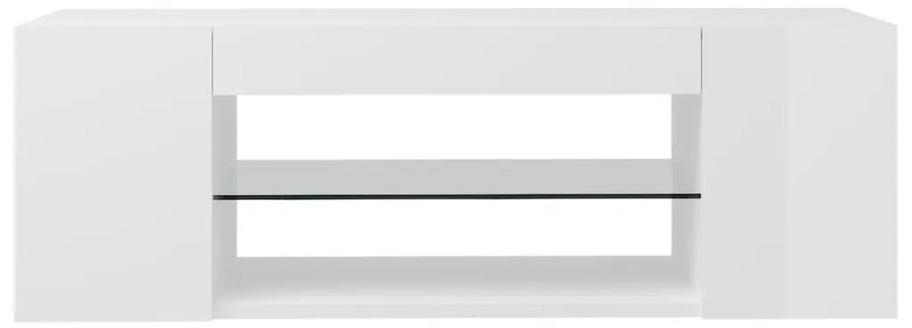 Móvel de TV com luzes LED 90x39x30 cm branco brilhante