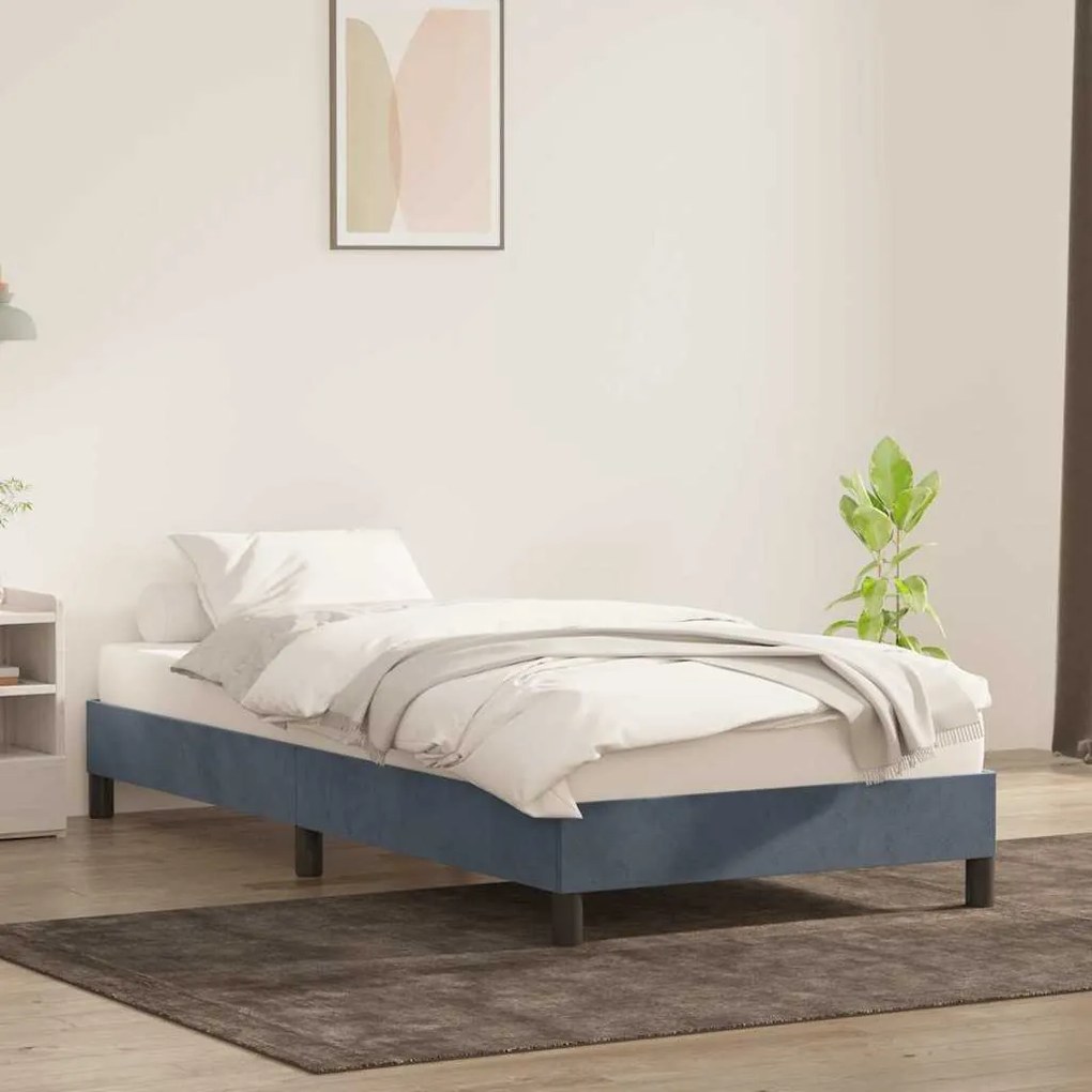 Estrutura de cama sem colchão 90x220 cm veludo cinzento-escuro