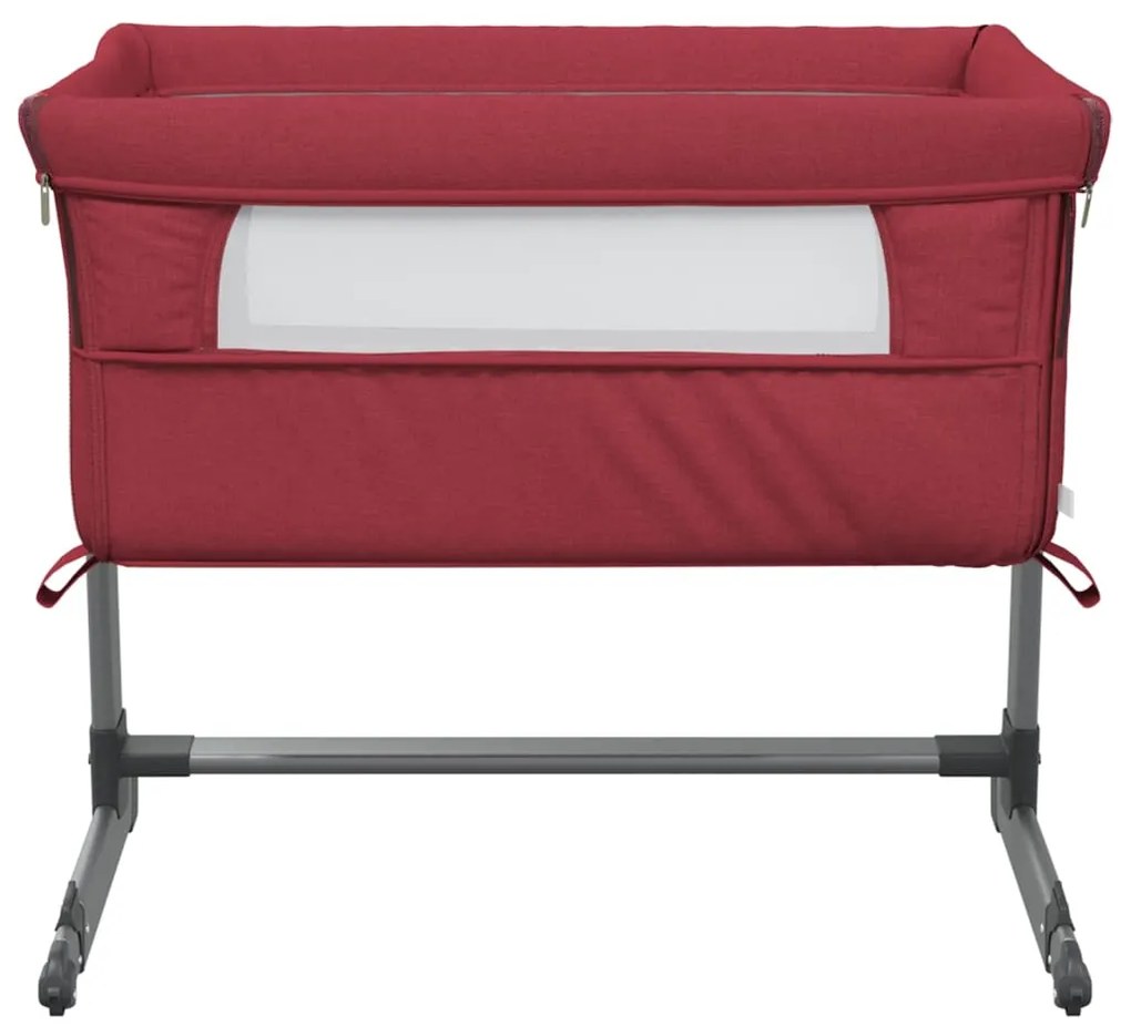 Cama de bebé com colchão tecido de linho vermelho