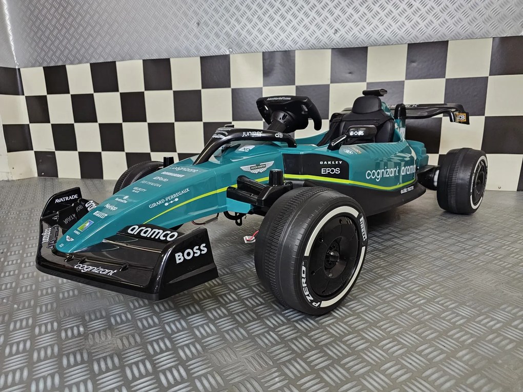 Carro elétrico para crianças ASTON MARTIN FORMULA 1 24V, Assento pele, Pneus Borracha, 4 Motores, Luzes