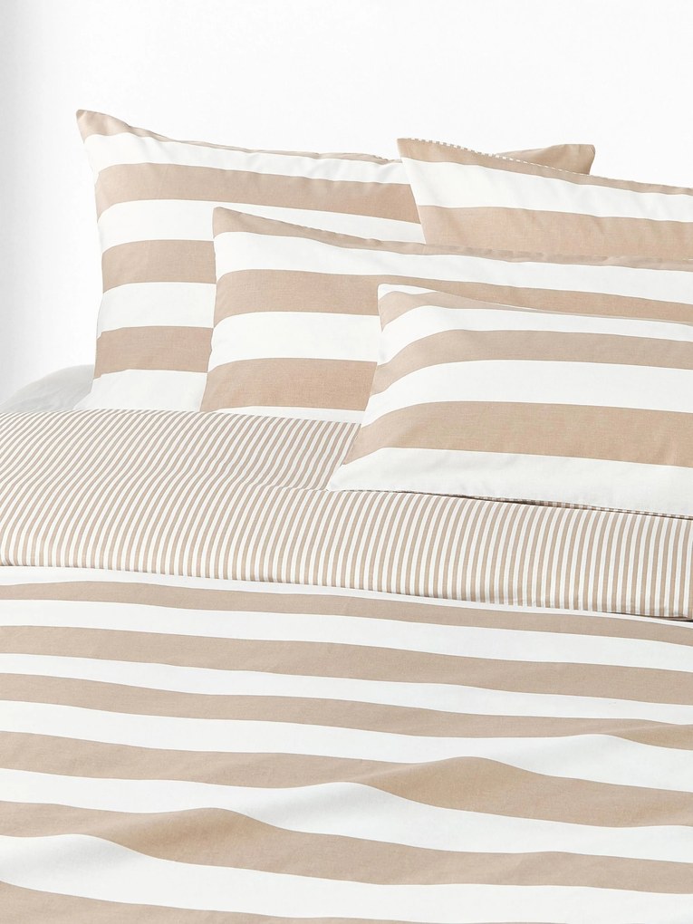 Capa de edredão reversível em algodão às riscas Lorena