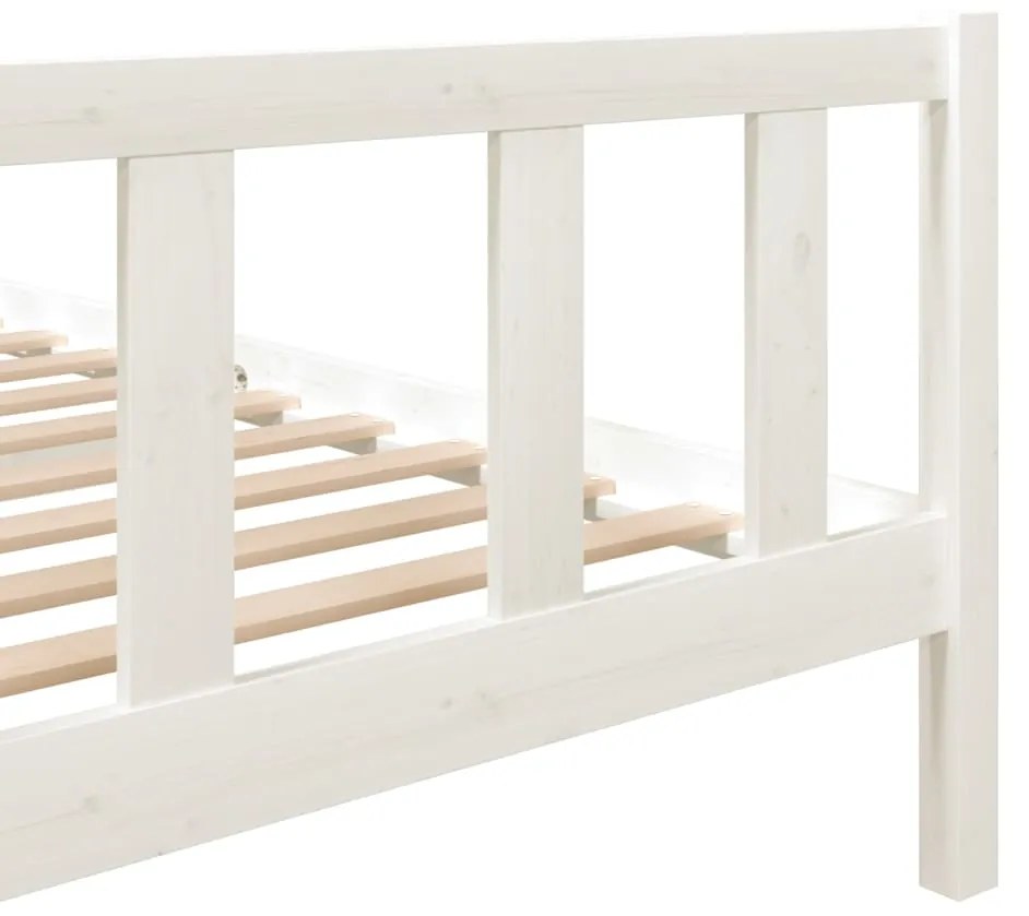 Estrutura de cama 140x190 cm madeira maciça branco