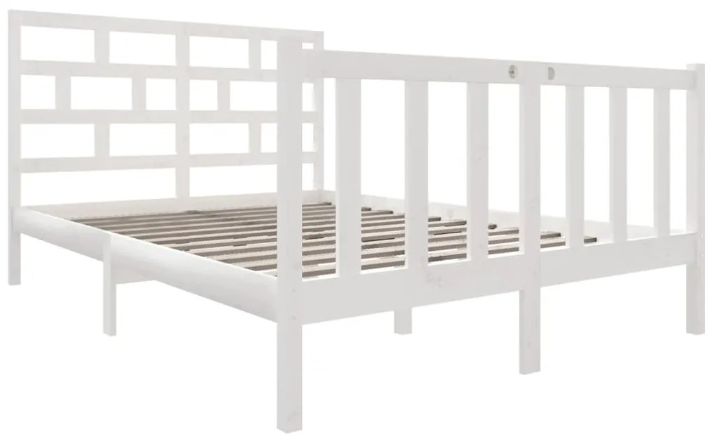 Estrutura de cama pequena casal 120x190 cm pinho maciço branco