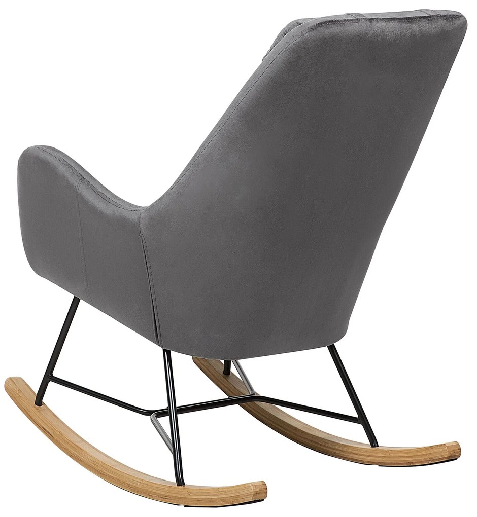 Cadeira de baloiço em veludo cinzento escuro ARRIE Beliani