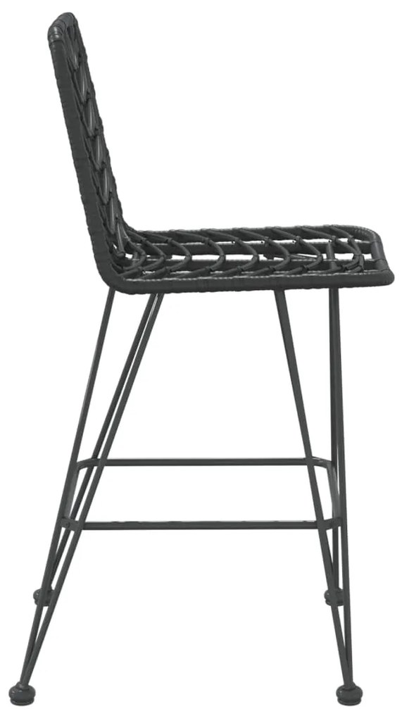 Bancos de bar 2 pcs 45x56x103,5 cm vime PE e aço preto