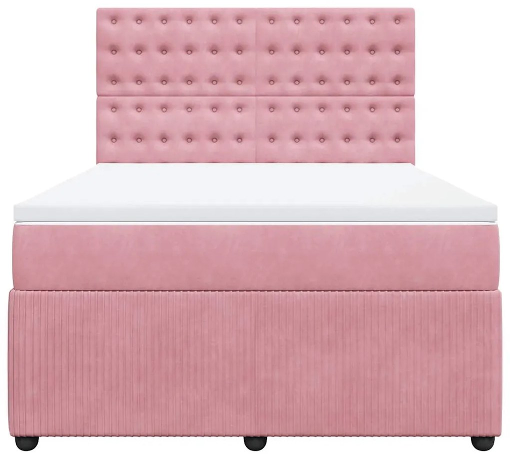 Cama com molas/colchão 160x200 cm veludo rosa