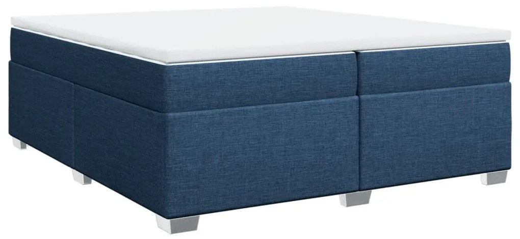 Cama com molas/colchão 200x200 cm tecido azul