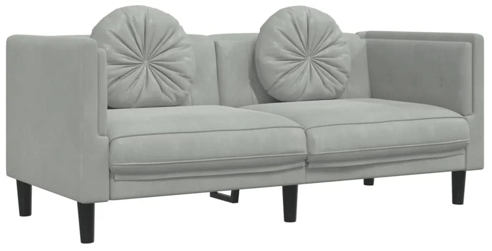 3 pcs conjunto de sofás com almofadas veludo cinzento-claro