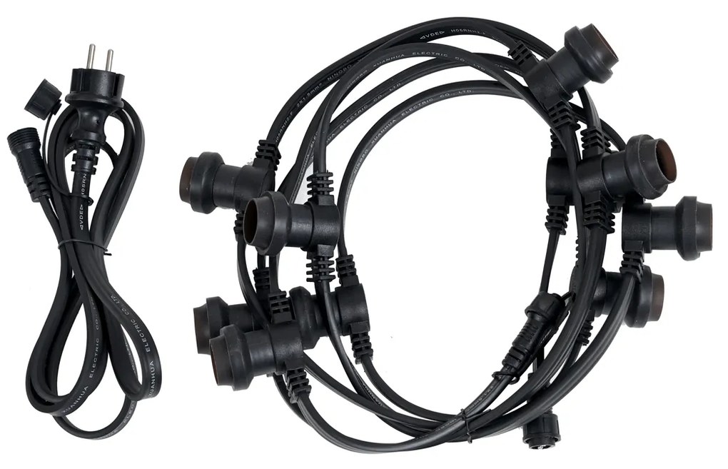 Luzes de corda pretas conectáveis com ficha 6m 10 luzes IP65 - Lubber Moderno