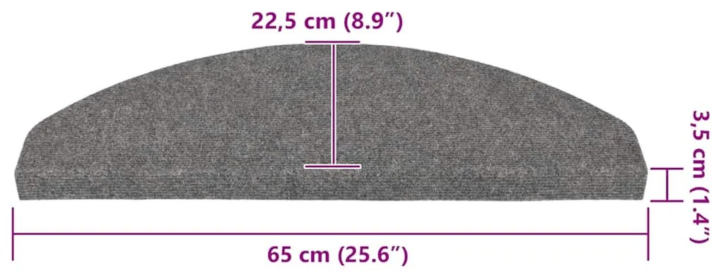 Tapetes de escada adesivos 30 pcs 65x22,5x3,5 cm cinzento