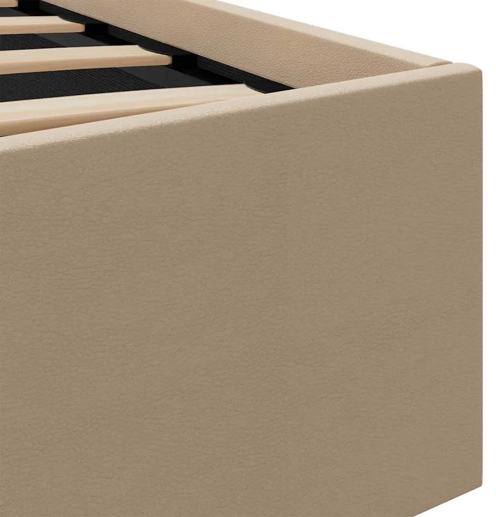 Cama hidrául. arrumação e LED 100x200cm couro artif. cappuccino