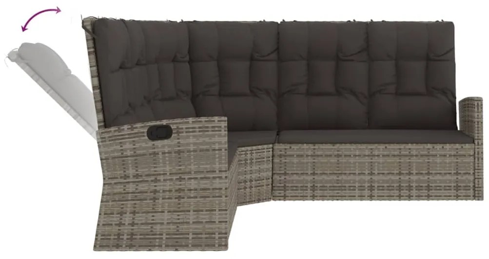 2 pcs conjunto lounge de jardim c/ almofadões vime PE cinzento